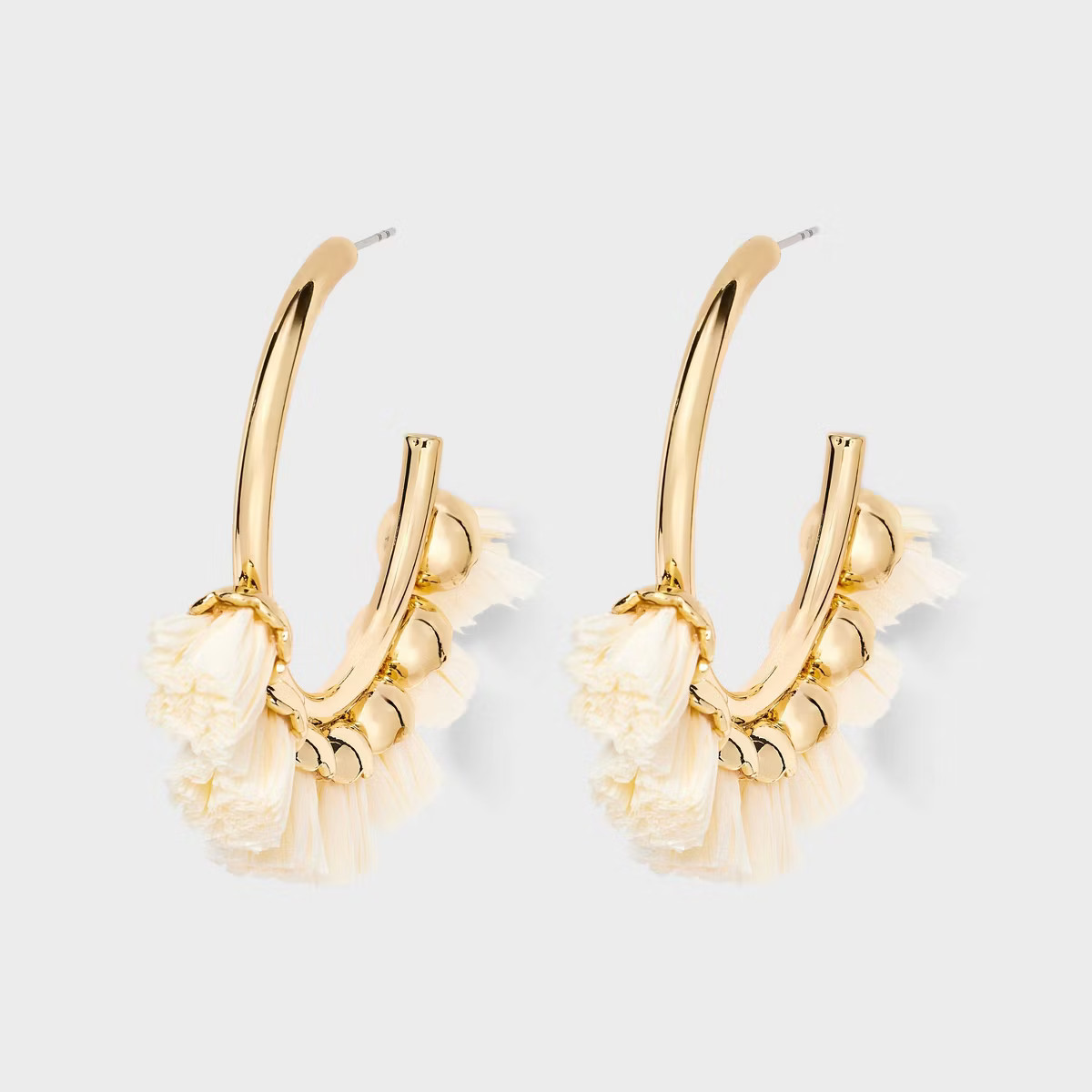 SUGARFIX by BaubleBar Threaded Hoop Statement Earrings - Gold/Ivory | Target