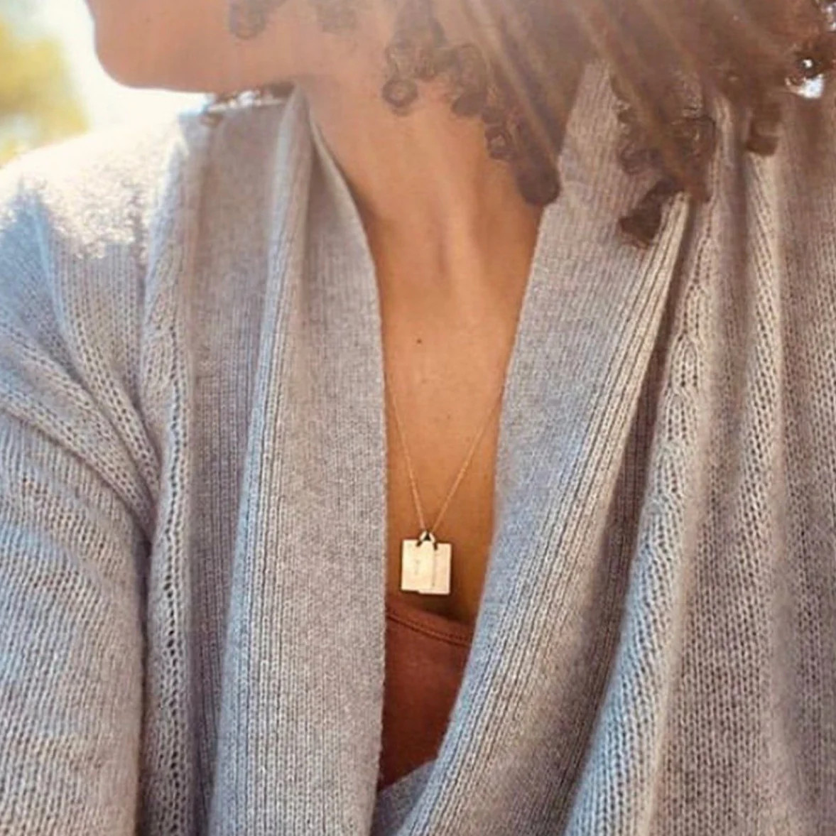 Gold Mini Dog Tag Necklace - 2 Names | Tiny Tags