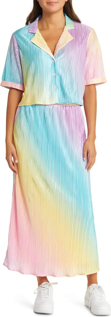 Dressed in Lala Est La Vie Rainbow Stripe Two-Piece Shirt & Skirt Set | Nordstrom | Nordstrom