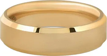Mens Gold Plated Tungsten Ring 6mm Comfort Fit Brushed Beveled Edge Wedding Band | Nordstrom
