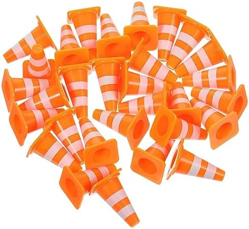 TOPPERFUN 30Pcs Mini Traffic Cones, 1in Mini Cones Orange Small Roadblock Construction Signs, Tin... | Amazon (US)