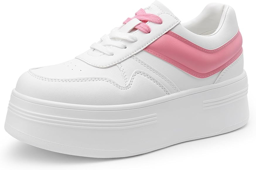 DREAM PAIRS Women Platform High Heel Fashion Sneakers Walking Lace Up Lightweight Stylish Classic... | Amazon (US)