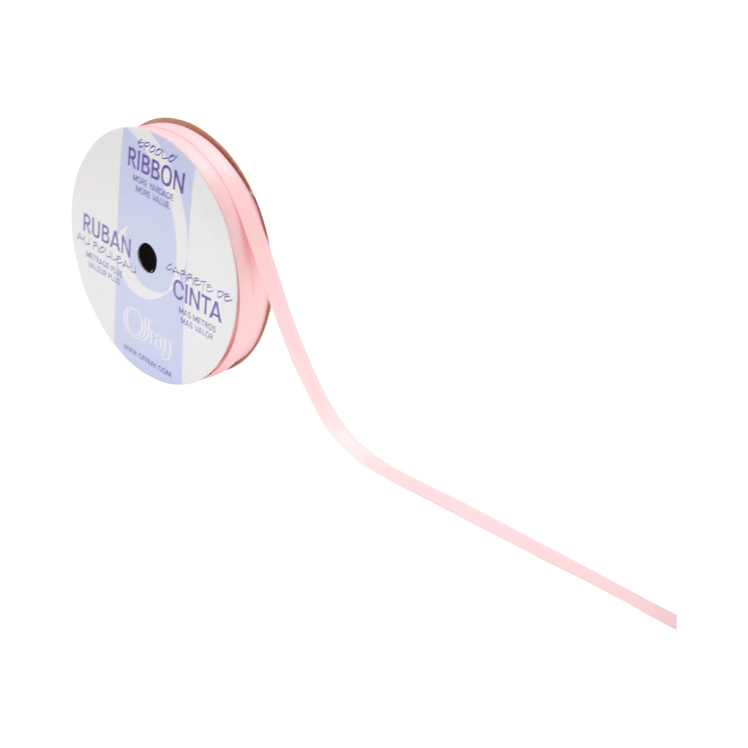 Offray 1/4"x10 Yd Double Face Satin Ribbon-Carnation Pink - Walmart.com | Walmart (US)
