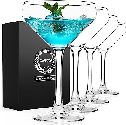 Chouggo Coupe Cocktail Glasses Set of 4, Hand Blown Premium Crystal Martini Glasses for Bar, Mart... | Amazon (US)