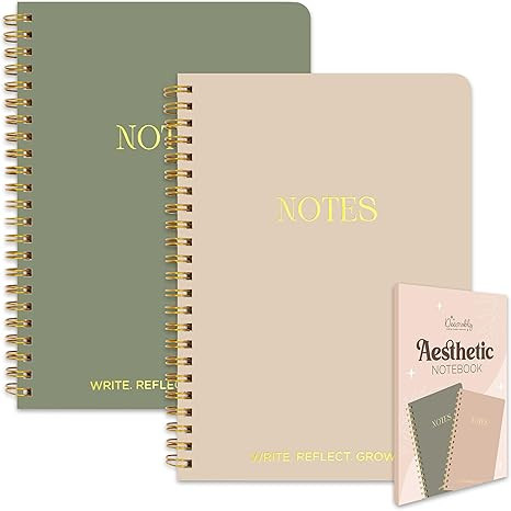 Decorably 2 Pack 106 Lined Pages Gold Foiled Journal Notebook for Women and Men - 5.8x8in Double ... | Amazon (US)