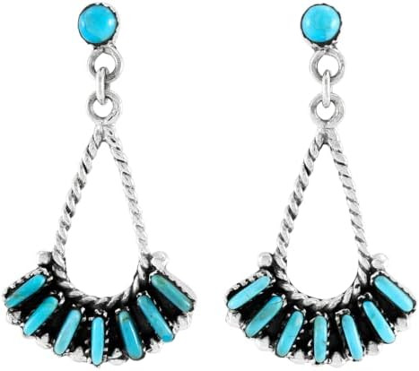 Turquoise Earrings 925 Sterling Silver & Genuine Gemstone | Amazon (US)