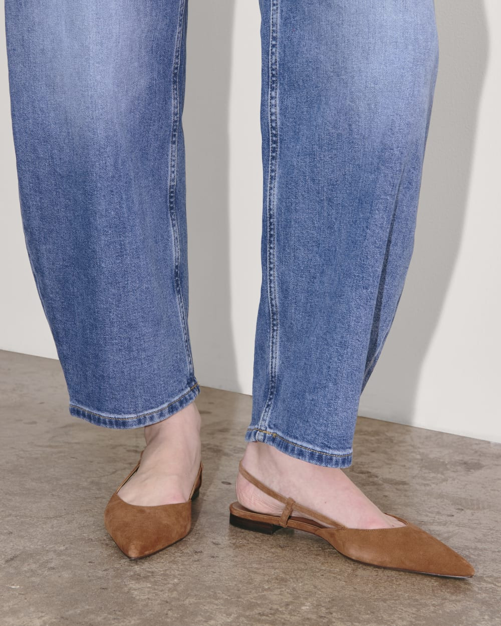 The Studio Slingback Flat | Saddle Brown Suede | Everlane