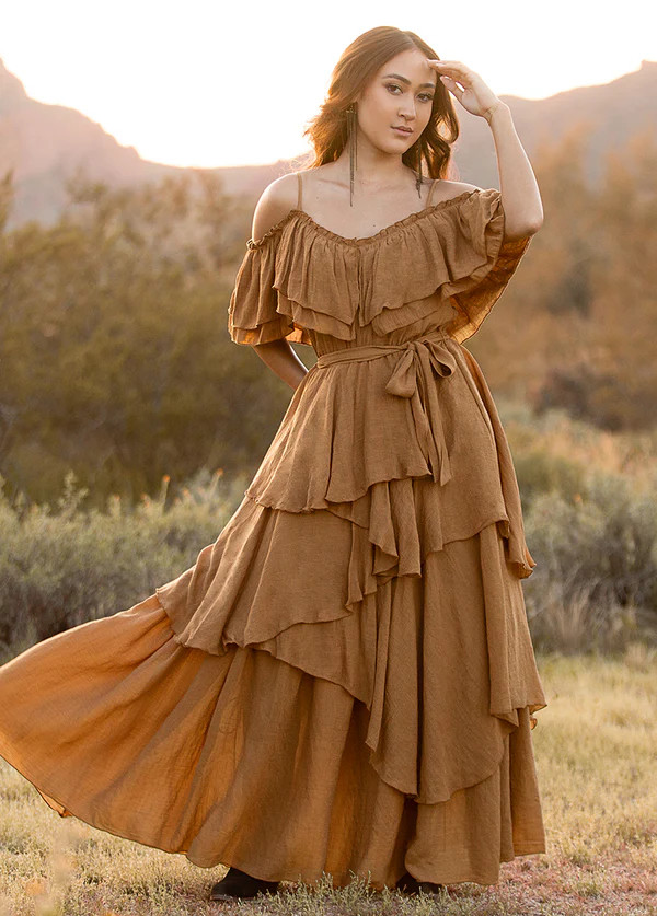 Laurence Dress in Tarnished Gold | Joyfolie