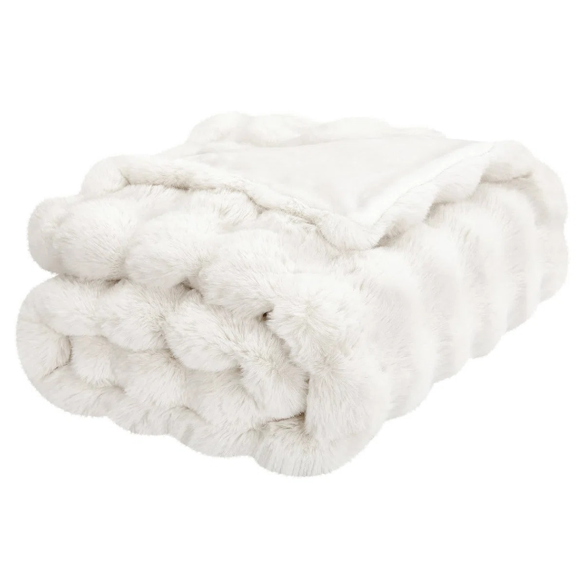 Haalan Cozy Faux Rabbit Fur Soft Reversible Throw Blanket | Wayfair North America
