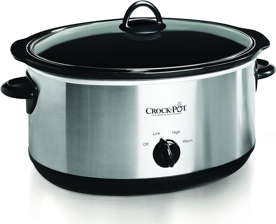 Crock-Pot Large 8 Quart Oval Manual Slow Cooker, Stainless Steel (SCV800-S) | Amazon (US)