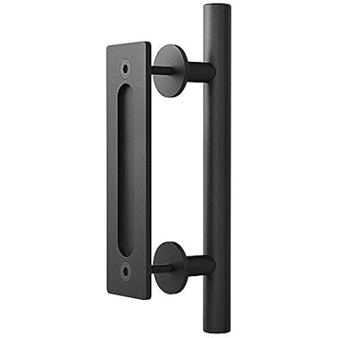 SMARTSTANDARD Heavy Duty 12" Pull and Flush Barn Door Handle Set, Large Rustic Two-Side Design, f... | Amazon (US)