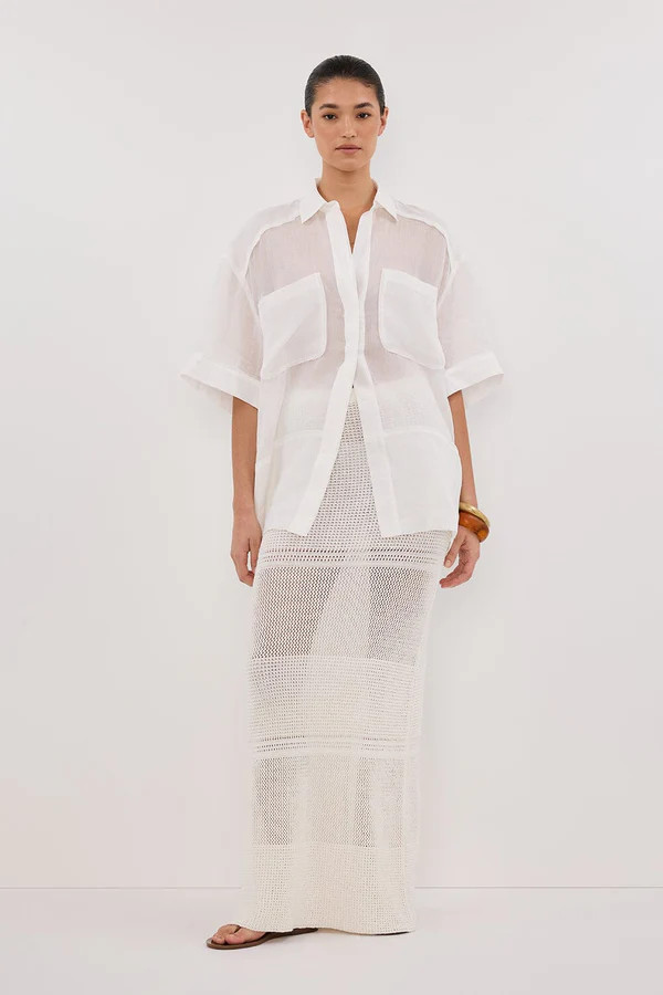 HALLIE OFF WHITE CROCHET MAXI SKIRT | DISSH