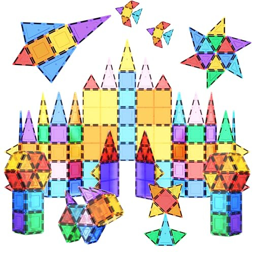 PicassoTiles 100 Piece Set 100pcs Magnet Building Tiles Clear Magnetic 3D Blocks Construction Pla... | Amazon (US)