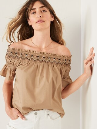 Smocked Off-the-Shoulder Flutter-Sleeve Top for Women | Old Navy (CA)