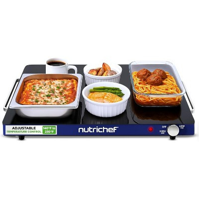 NutriChef Electric Warming Tray—Hot Server Plate with Adjustable Temperature Control - Blue | Target