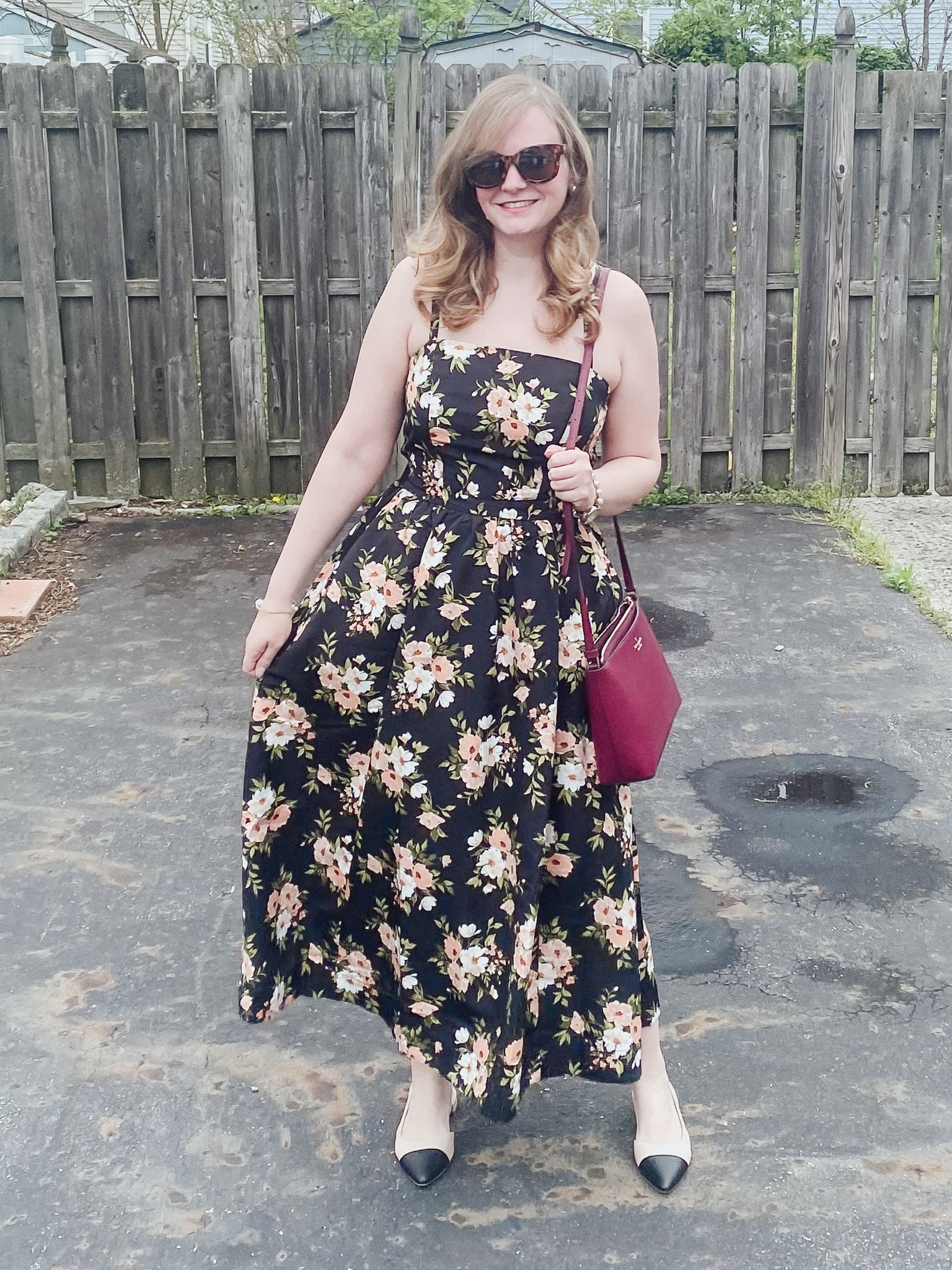 Floral crop top set with midi skirt 
Fits true to size 
Cap toe sling backs 

#LTKMidsize #LTKStyleTip #LTKFindsUnder100