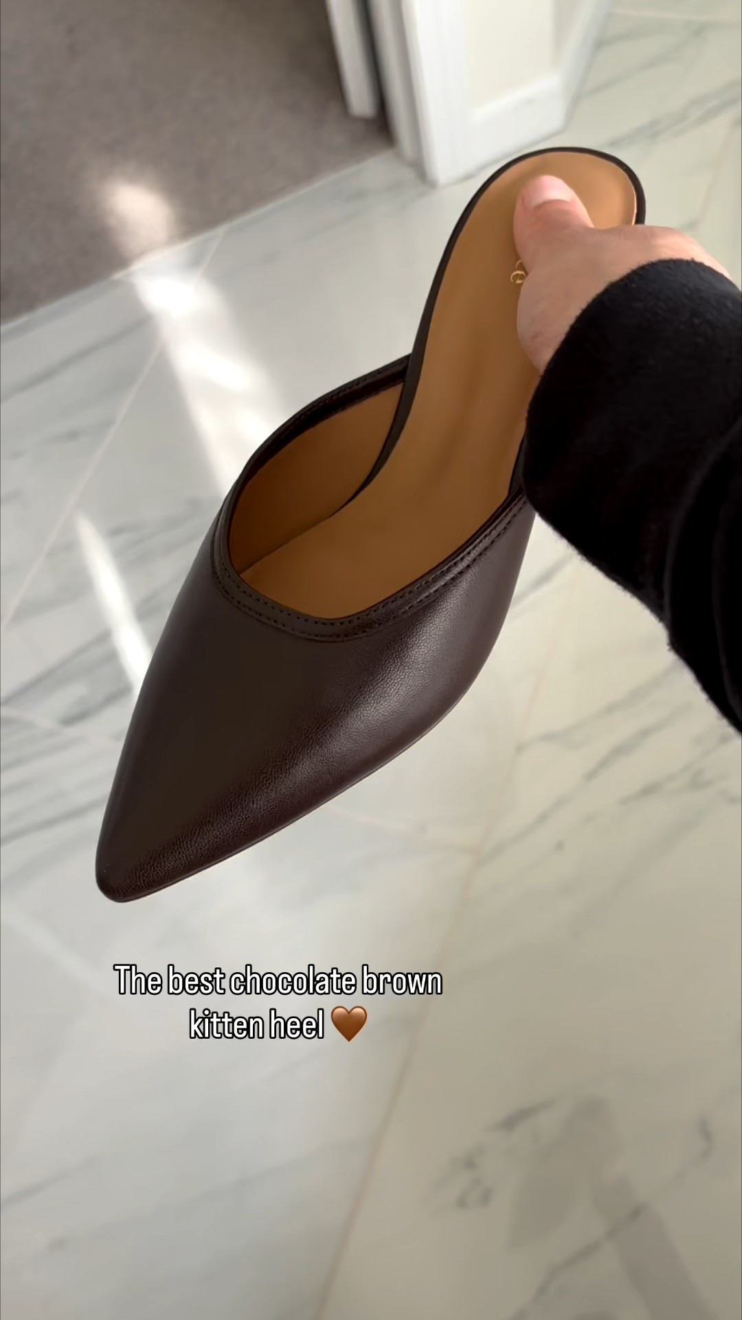 Chocolate brown kitten heels > everything right now 🍫👠
Just picked these up from Quince and I’m officially obsessed. The perfect heel height for moms in their mid-30s who want to look put together without sacrificing comfort. Real leather (not plastic), timeless color, and actually wearable for date night or a workday.

If you’ve been searching for that one pair of shoes that elevates your outfit but doesn’t kill your feet—this is it. Linking them here 🤎✨

#LTKFindsUnder100 #LTKmomlife #LTKWorkwear