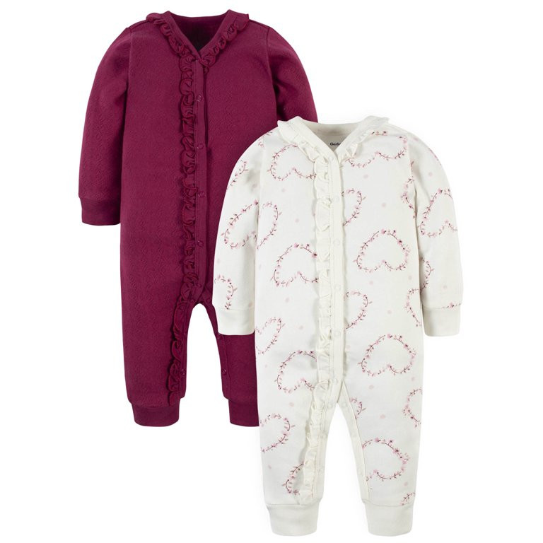 Modern Moments by Gerber Baby Girl Coveralls, 2 Pack (Newborn-12 M) | Walmart (US)