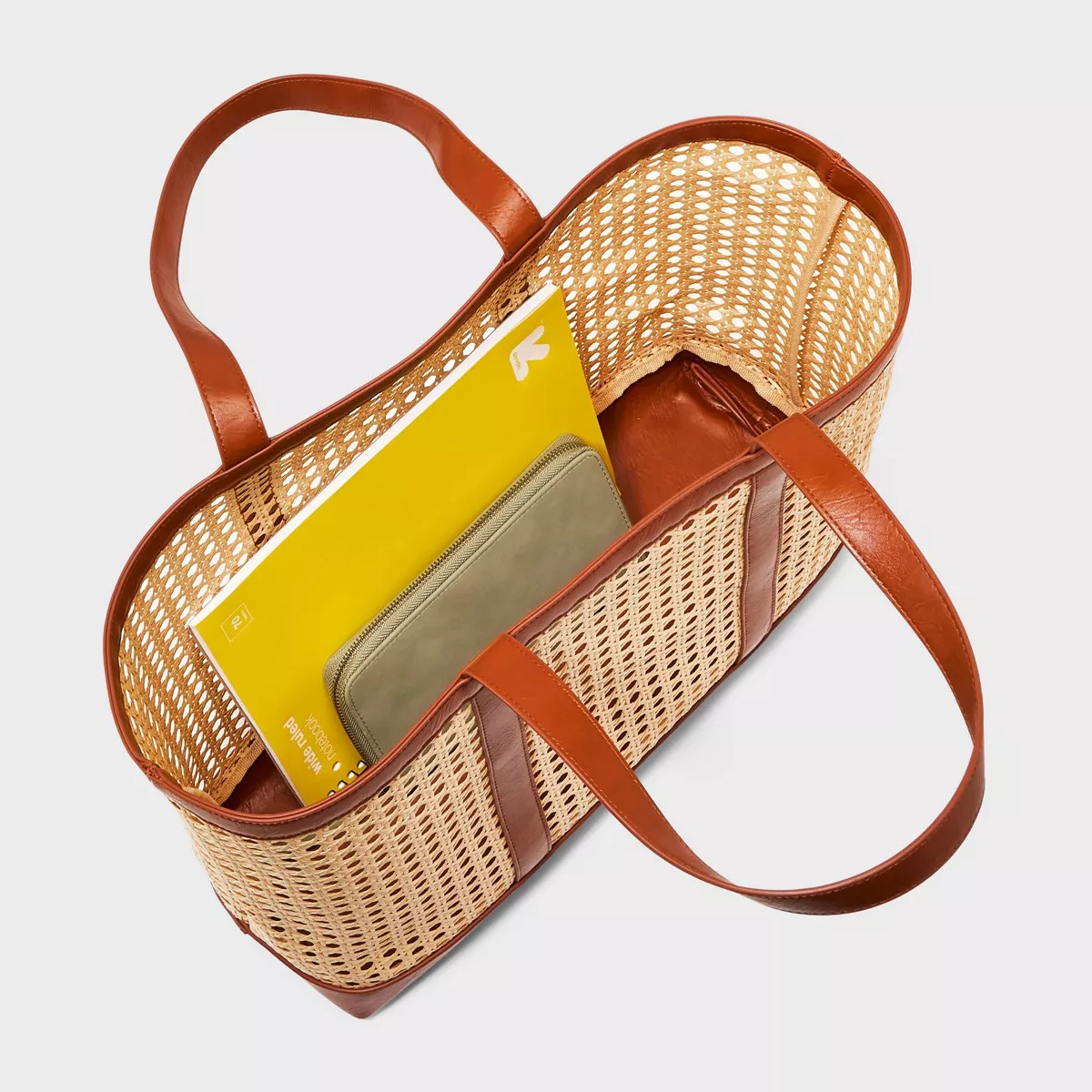 Caning Natural Tote Handbag - Universal Thread™ Brown | Target