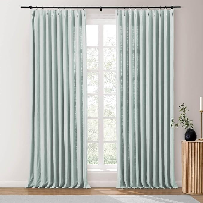 Drapifytex Extra Long Cotton Linen Pinch Pleat Drapery for Bedroom Decor, 52”Wx108”L Pleated ... | Amazon (US)