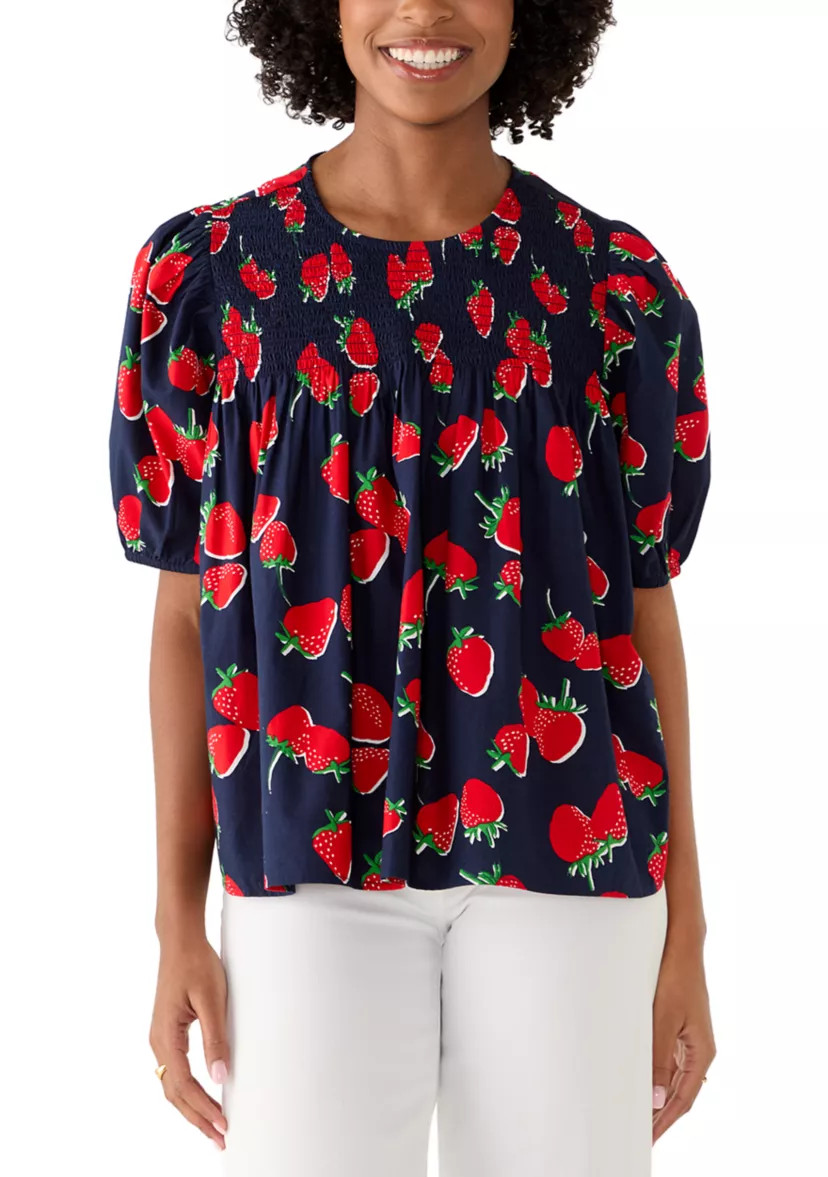 Women's Short Sleeve Smocked Printed Top | Belk