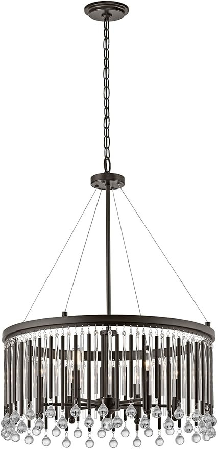 Kichler 43723ESP Crystal Accents Six Light Pendant from Piper Collection in Bronze/Dark Finish, h... | Amazon (US)