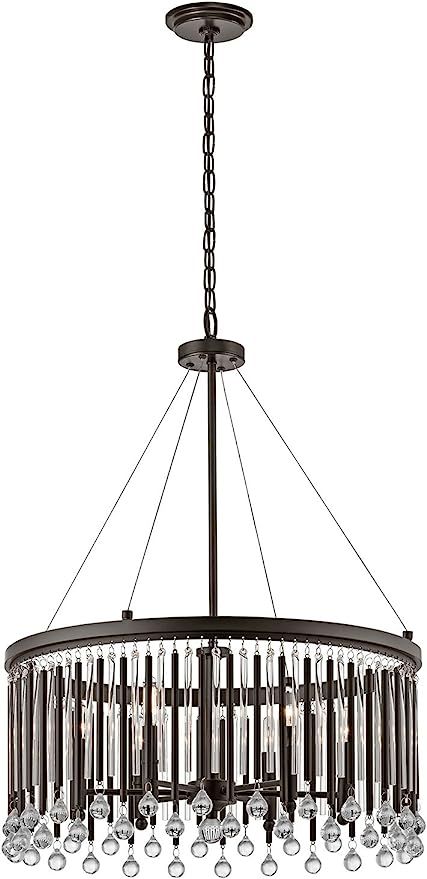 Kichler 43723ESP Crystal Accents Six Light Pendant from Piper Collection in Bronze/Dark Finish, h... | Amazon (US)