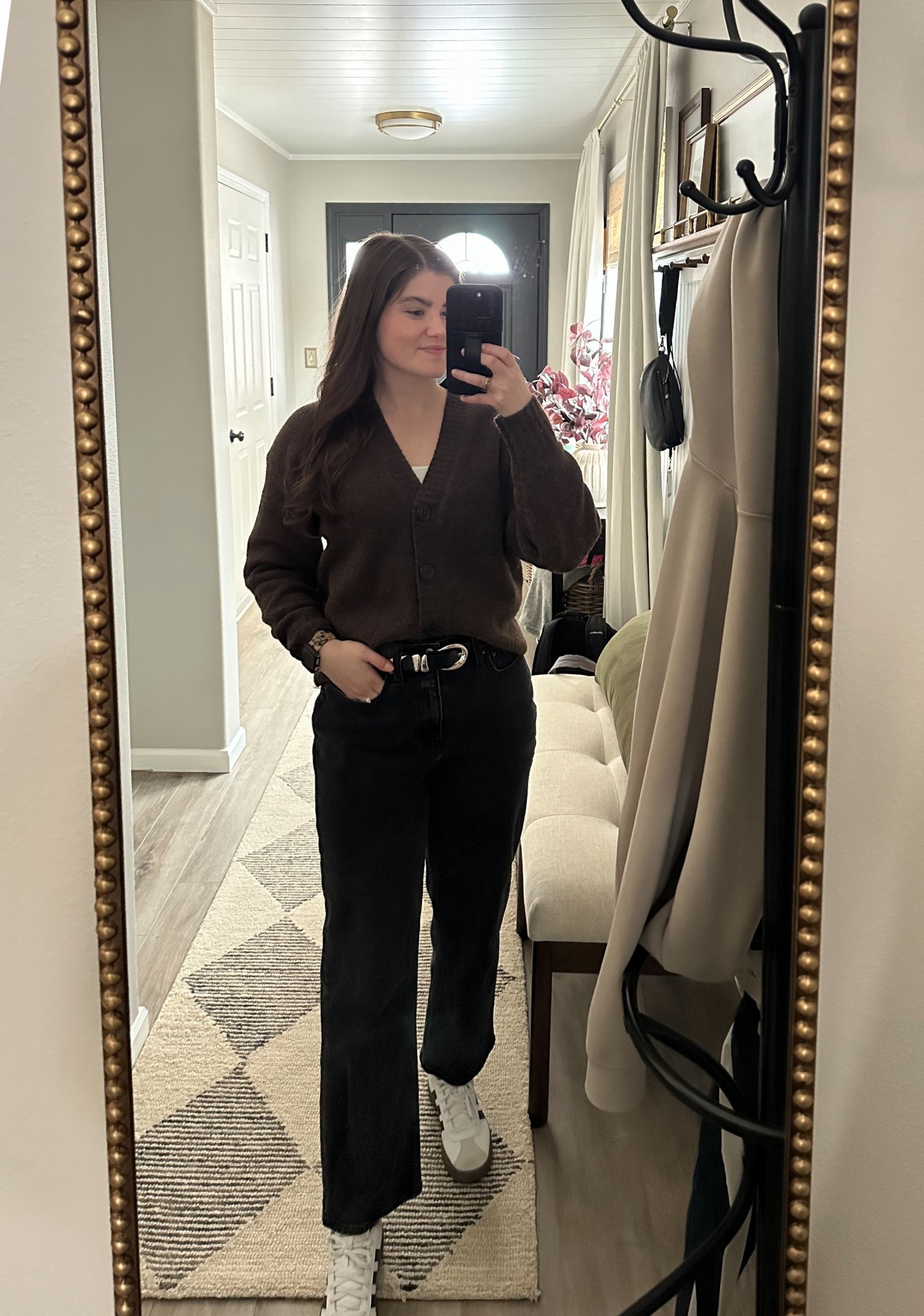 Outfit of the day

Black Abercrombie jeans, black denim, adidas court sneakers, brown wool cardigan, madewell belt dupe, chunky belt, teacher outfit, affordable work wear 

#LTKPetite #LTKootd