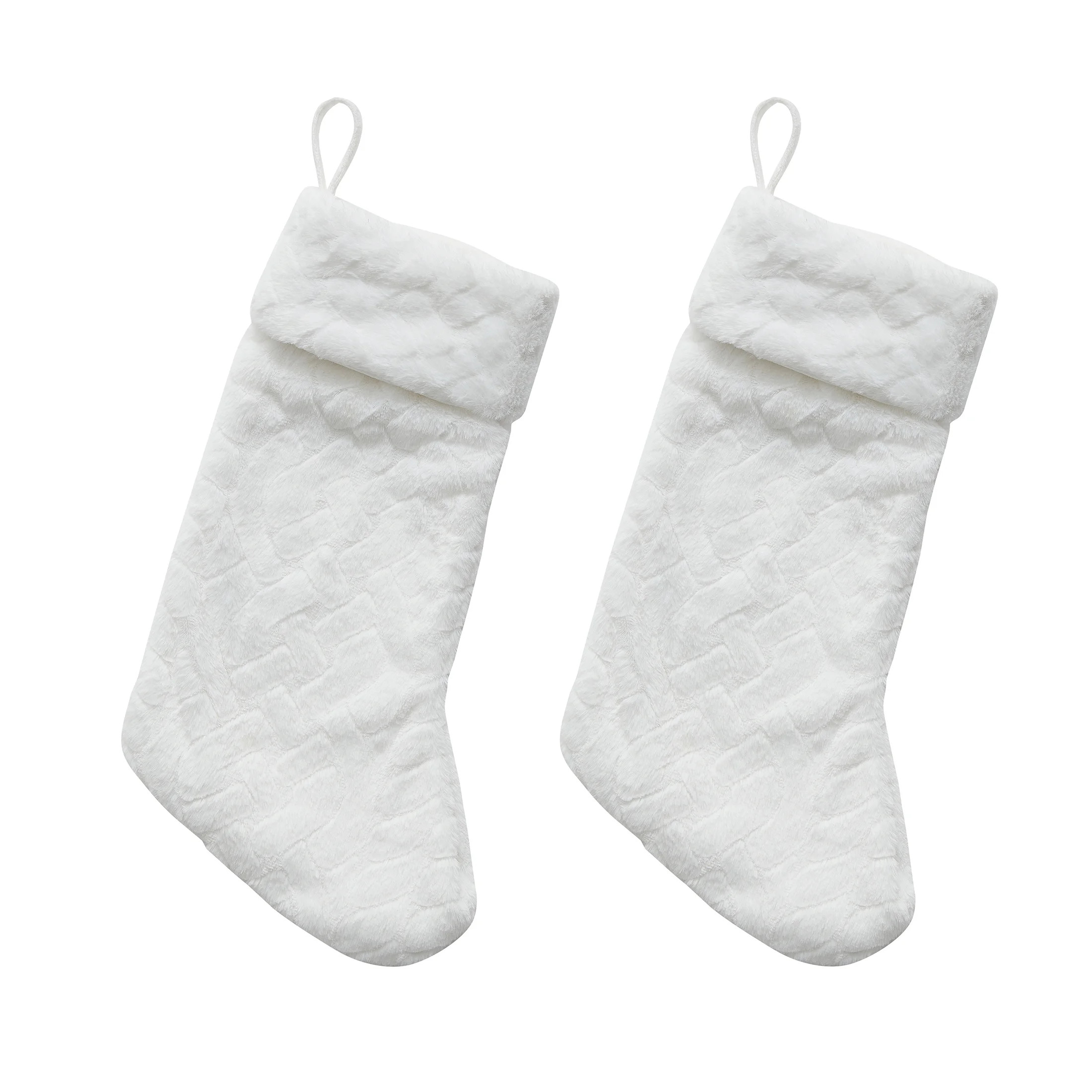 My Texas House Jessie White Carved Faux Rabbit Fur Christmas Stockings, 21" (2 Count) | Walmart (US)