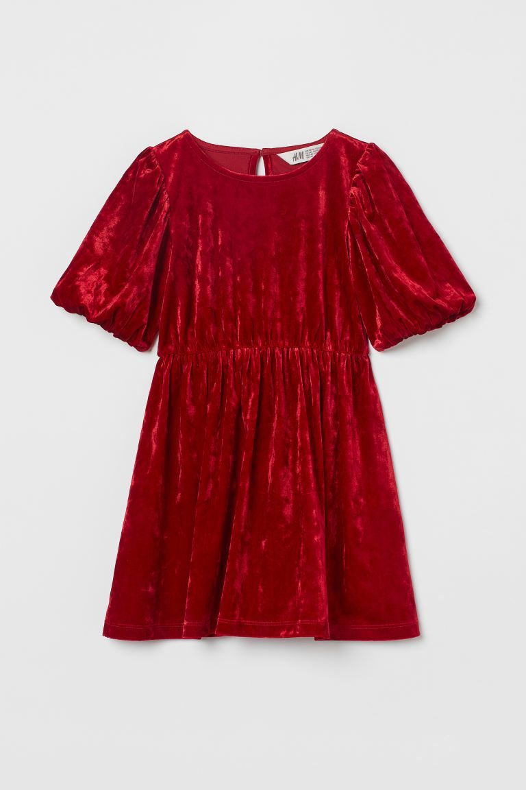 Puff-sleeved Velour Dress | H&M (US)