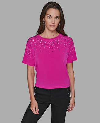 Women's Crewneck Embellished Top | Macy's