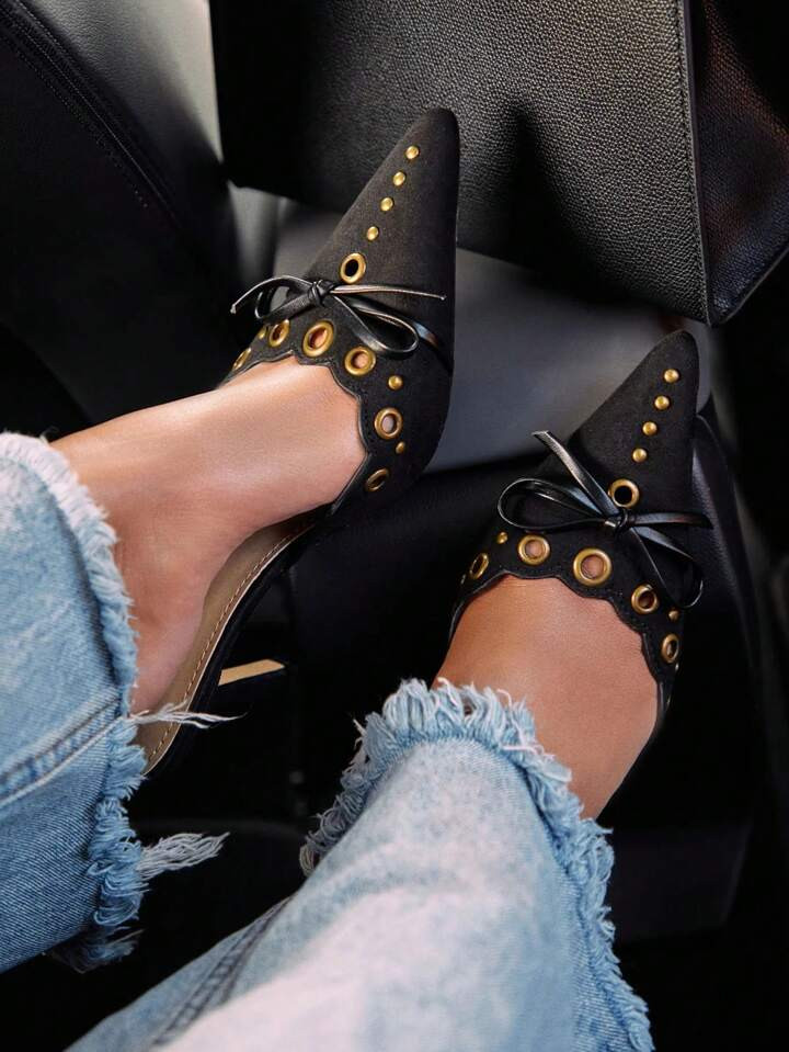 Pointed Toe Women Stiletto High Heels Bow Mules Sexy Party Elegant Spring Summer Kitten Dress Pum... | SHEIN