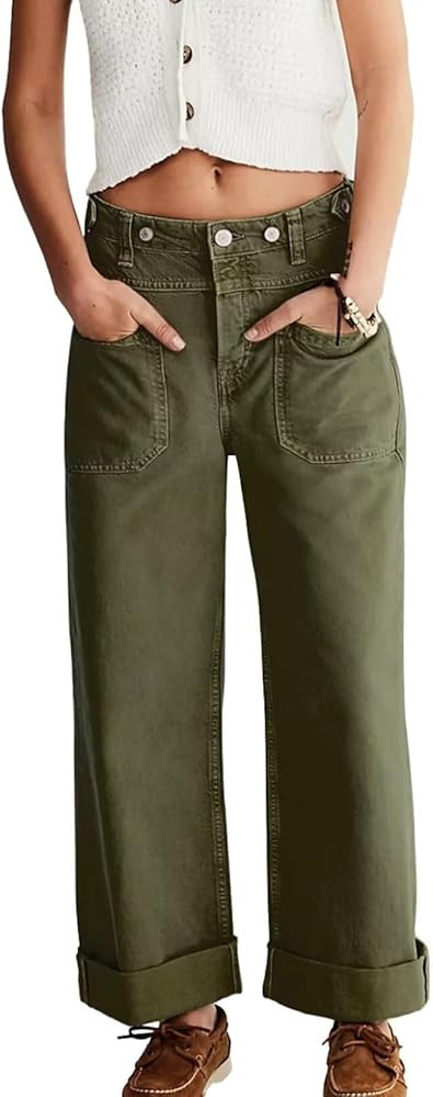 Allimy Womens Jeans High Waisted Straight Leg Baggy Boyfriend Jeans for Women Trendy 2025 Cargo P... | Amazon (US)