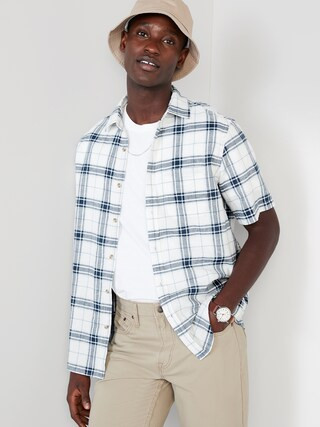 Regular-Fit Everyday Short-Sleeve Linen-Blend Shirt for Men | Old Navy (US)