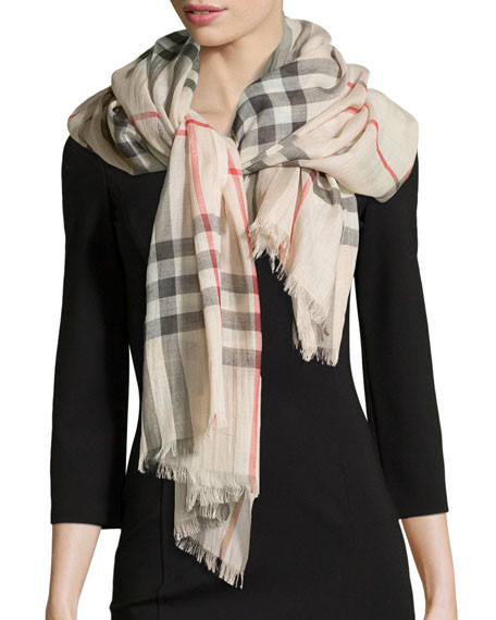 Burberry Giant Check Gauze Scarf | Neiman Marcus