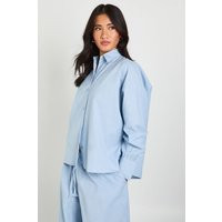 boohoo Women's Linen Look Oversized Shirt in Blue | Size: 16 | Boohoo.com (UK & IE)