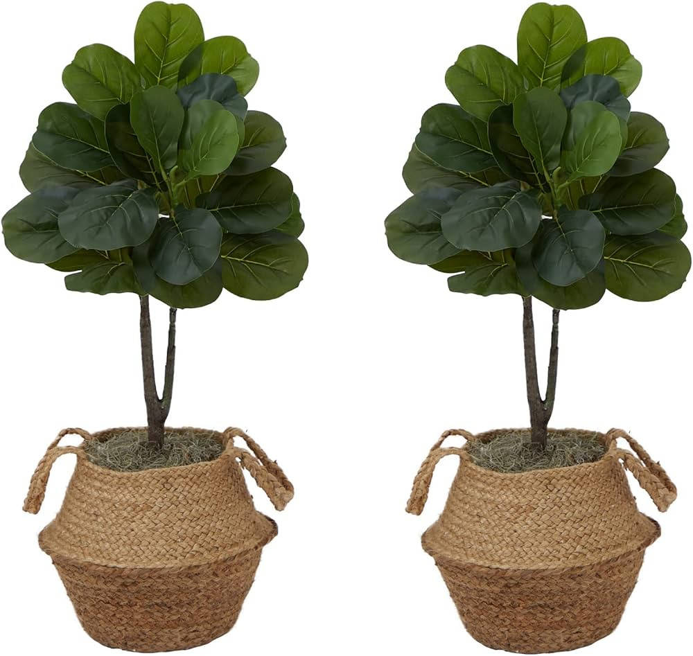 3ft. Artificial Fiddle Leaf Fig Tree with Handmade Cotton & Jute Woven Planter DIY Kit - Set of 2 | Amazon (US)