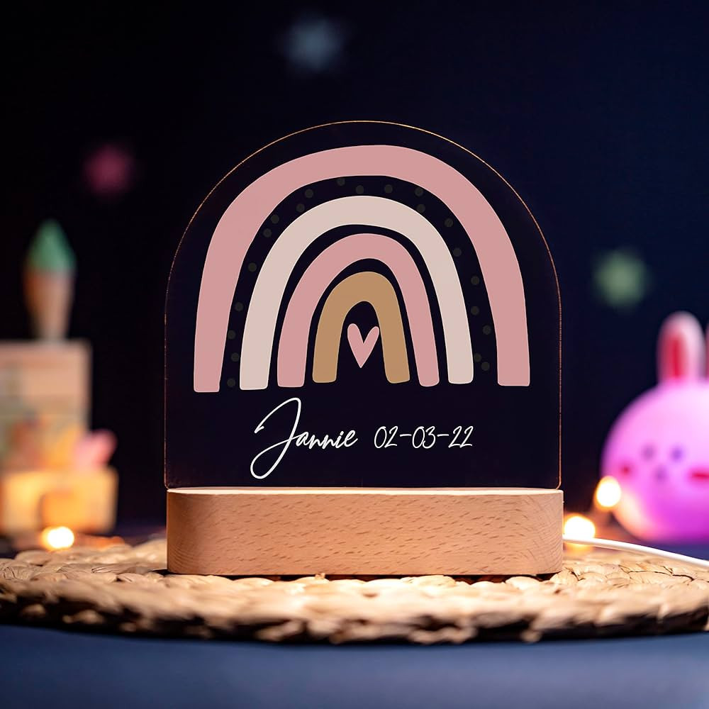 Night Lights for Kids Rainbow, Personalized Night Lights, Customized Watercolor Rainbow Acrylic L... | Amazon (US)