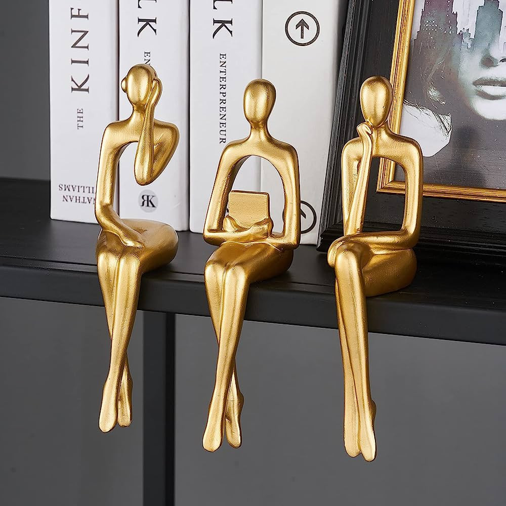 XINXUAN Gold Decor Statue Home Decorations for Living Room,Shelf Decor Modern Bookshelf Decor Fig... | Amazon (US)
