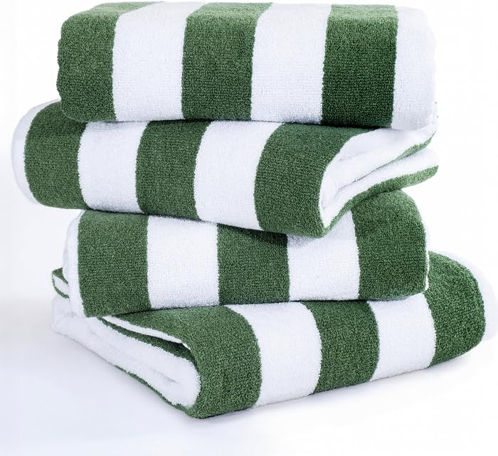 American Soft Linen Cabana Striped Beach Towels, 30x60 inch 4 Piece Oversize Pool Towels, Quick D... | Amazon (US)