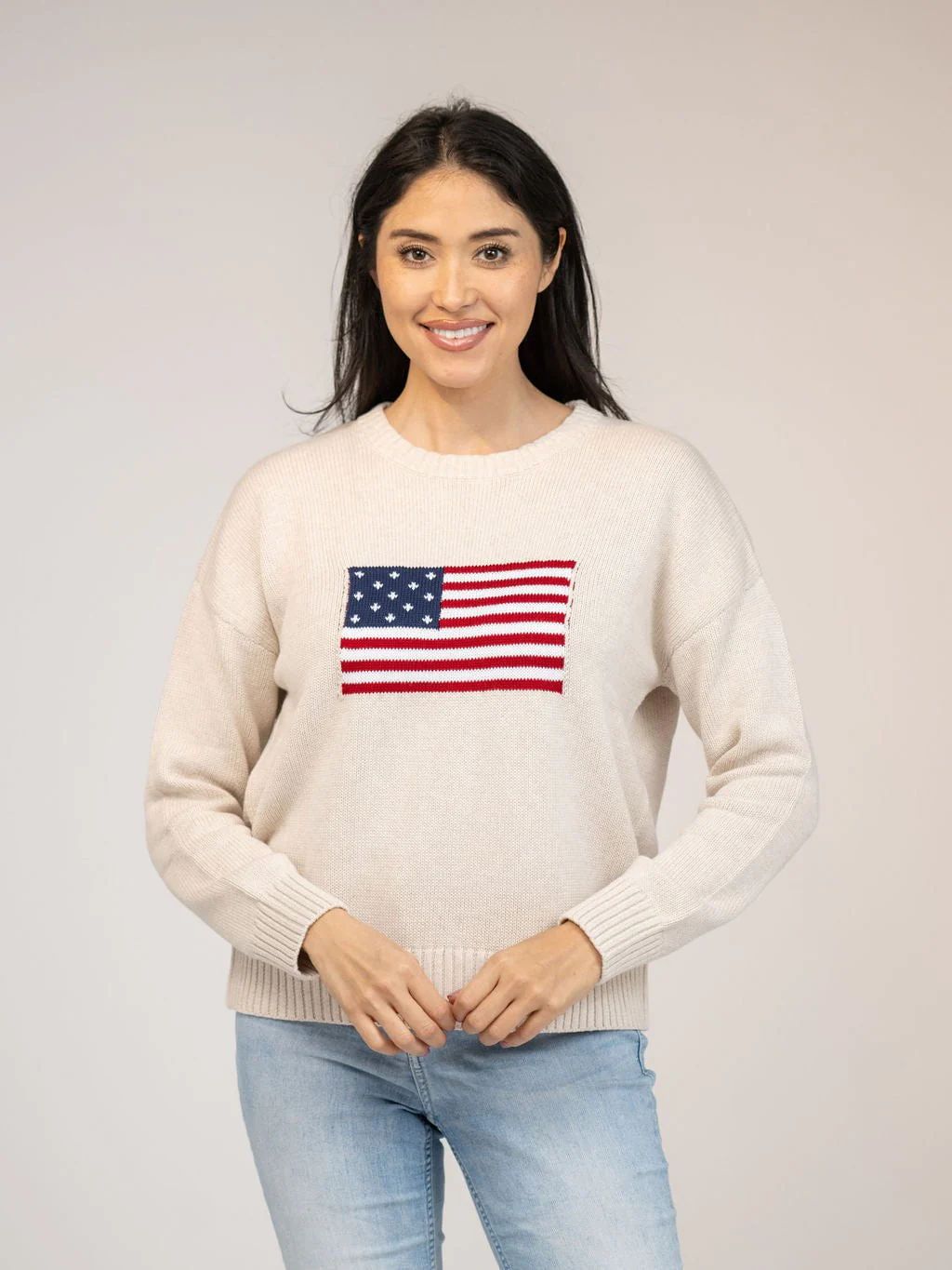 American Flag Sweater in Ivory | Beau & Ro