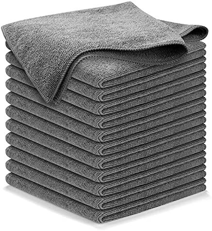 USANOOKS Microfiber Cleaning Cloth Grey - 12Pcs (16x16 inch) High Performance - 1200 Washes, Ultr... | Amazon (US)