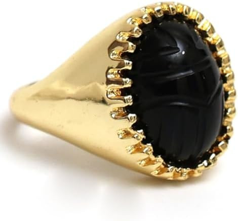 Gempires Scarab Beetle Carved Gemstone Rings Available in Size US 6 TO 9, Hypoallergic, Non-Tarni... | Amazon (US)