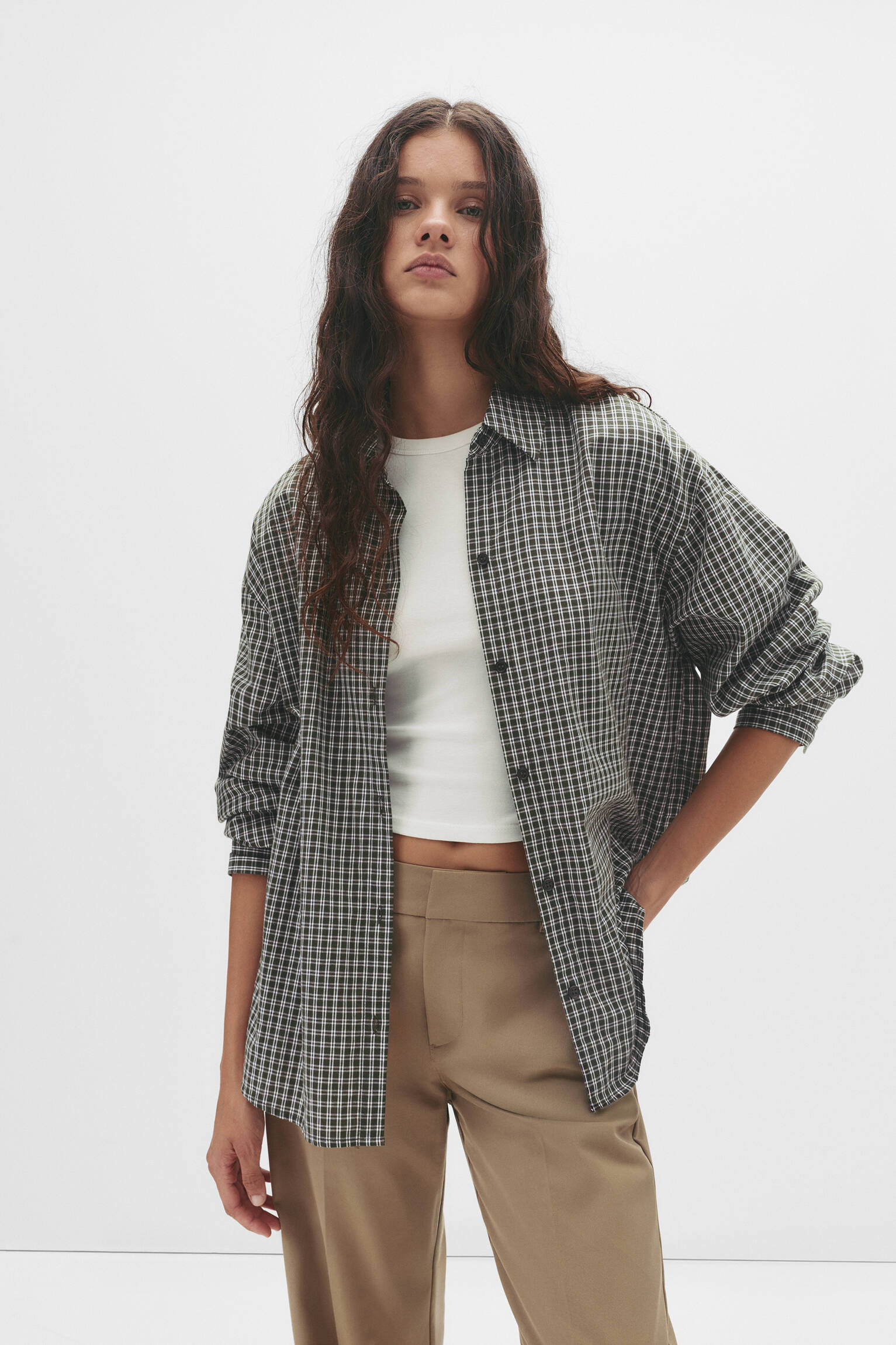 Green check shirt - pull&bear | PULL and BEAR UK