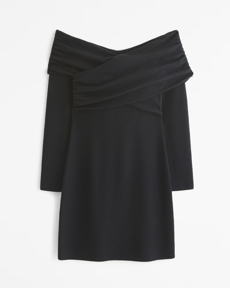 Abercrombie & Fitch Women's Off-The-Shoulder Mini Sweater Dress in Black - Size XXS PETITE | Abercrombie & Fitch (US)