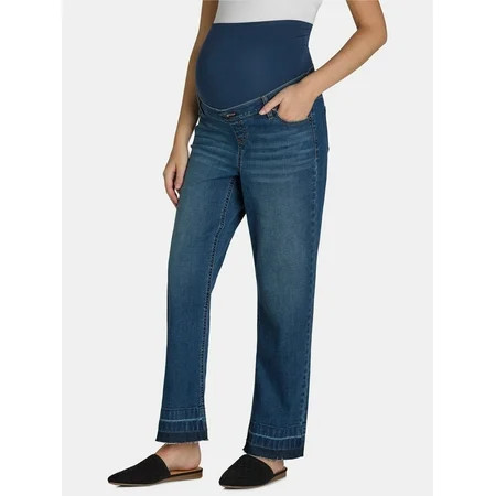 Time and Tru Women's Maternity Straight Leg Jeans, 27" Inseam, Sizes S-XXL | Walmart (US)
