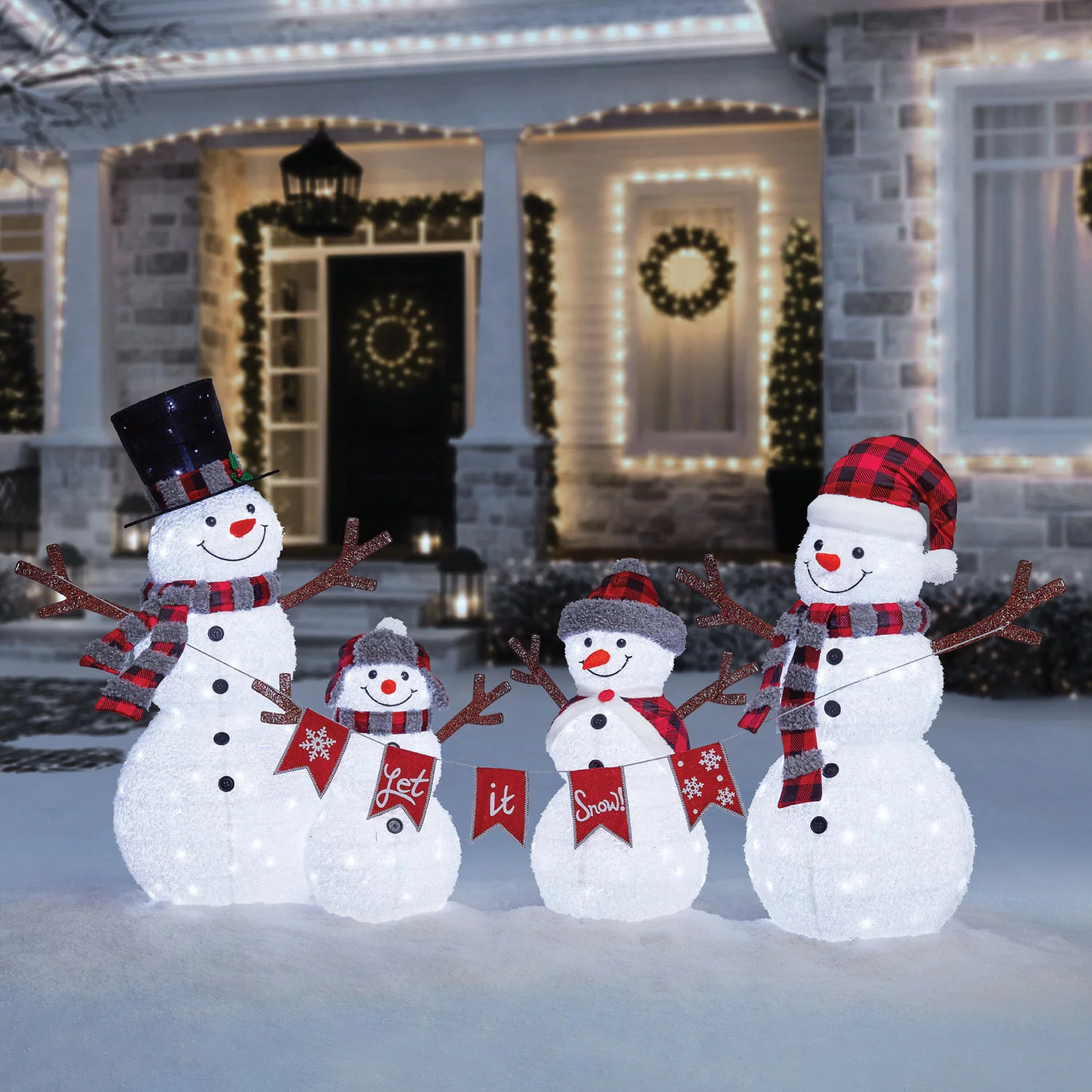 Member's Mark Set of 4 Pre-lit Pop-Up Twinkling Snowman Family | Sam's Club