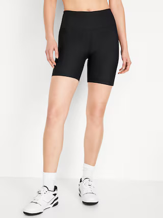 High-Waisted PowerSoft Ribbed Biker Shorts -- 6-inch inseam | Old Navy (US)