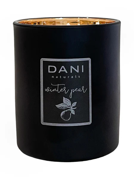 Holiday Collection - 8oz Black Glass Candle, Winter Pear | DANI Naturals