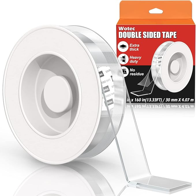 Extra Large Double Sided Tape Heavy Duty Removable 1.18 Inch x 160 Inch, Clear & Tough Nano Tape,... | Amazon (US)
